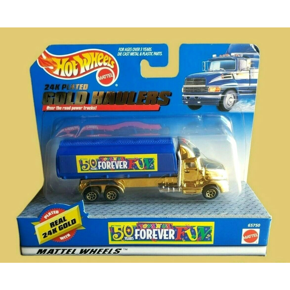 1998 Hot Wheels 24K Plated Gold Semi Truck Haulers Toys R Us 50 Years Forever